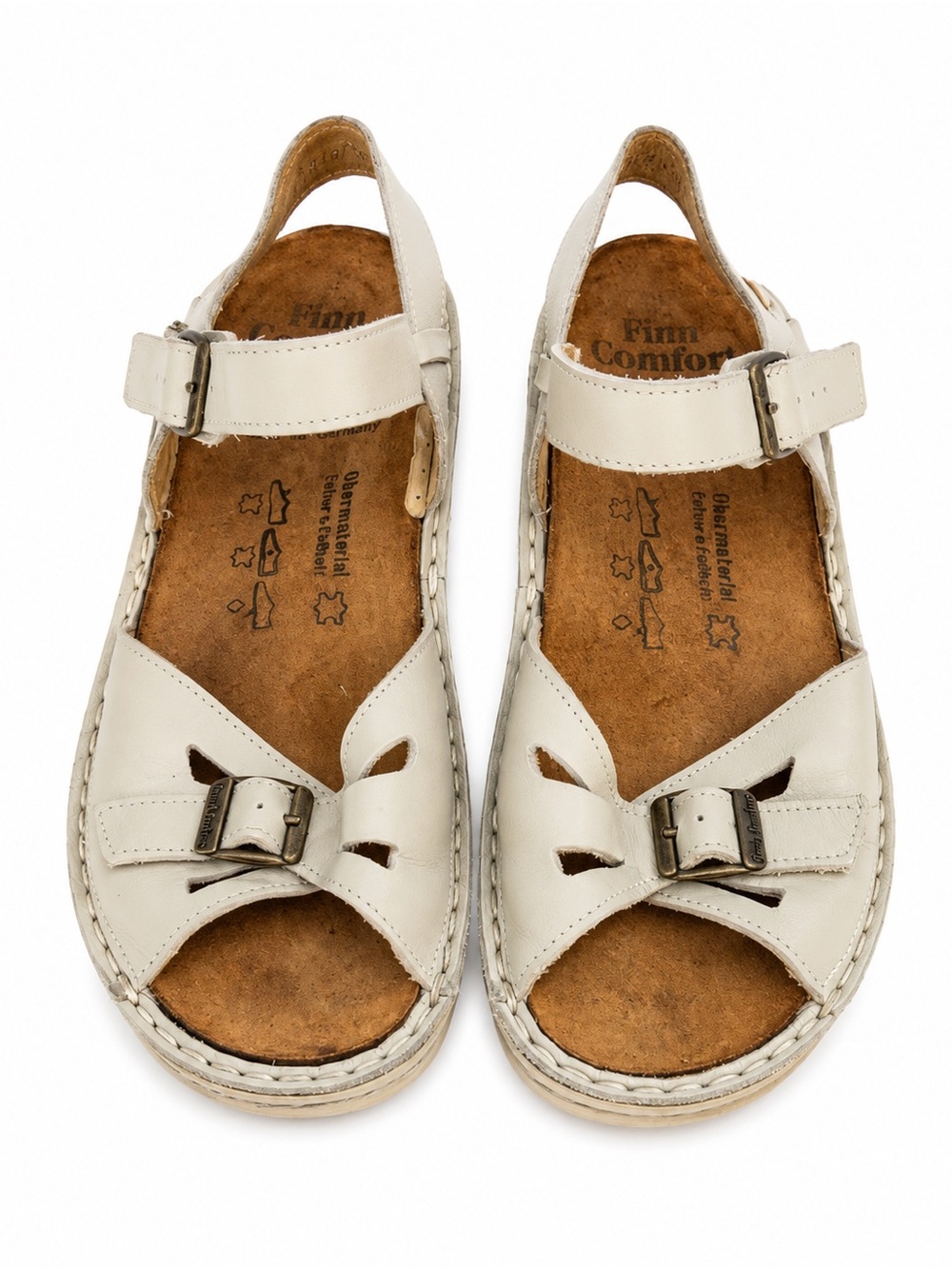 Finn Comfort Comfort Leather Sandals Cream White EU 37